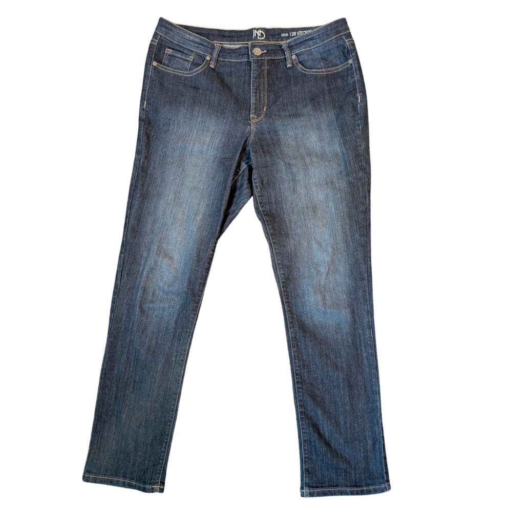 New Directions Womens Size 12R Straight Leg Jeans Dark Wash Blue Stretch Denim